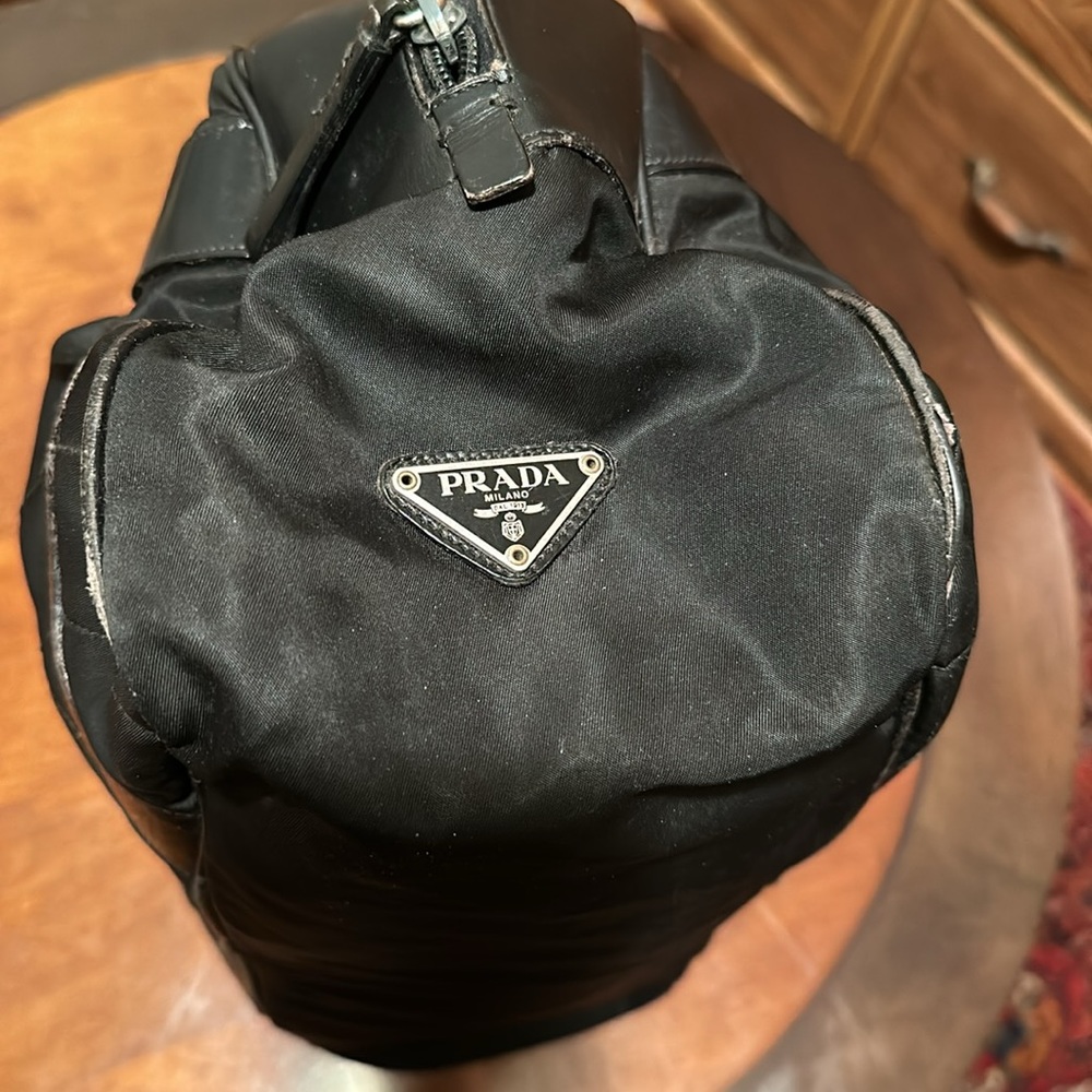 ๐บ ๐บ Vintage PRADA BAG IN BLACK COMBINATION WITH LEATHER - Picture 9 of 10